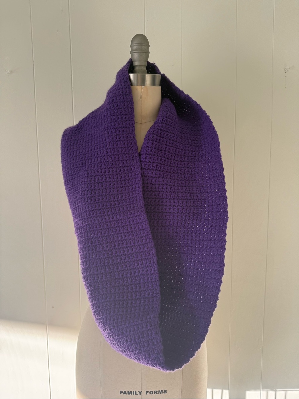 Handmade Purple Crochet Infinity Scarf